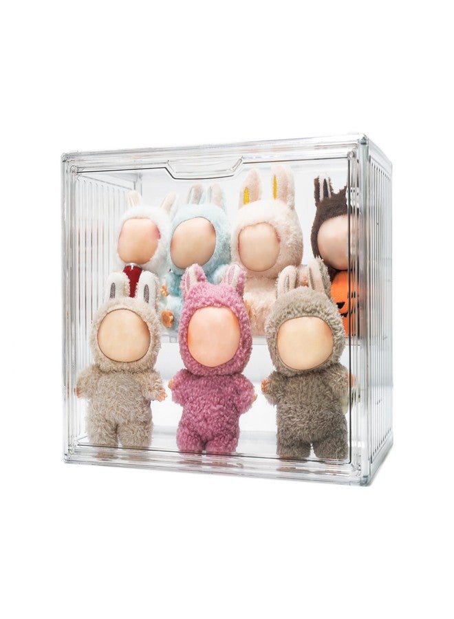 Treayes Clear Doll Storage Box Compatible with Labubu - Stackable Organizer for 15-17cm Dolls & Accessories, Transparent Display Case for Collectibles, Action Figures, and Toy Clothes - Image 1